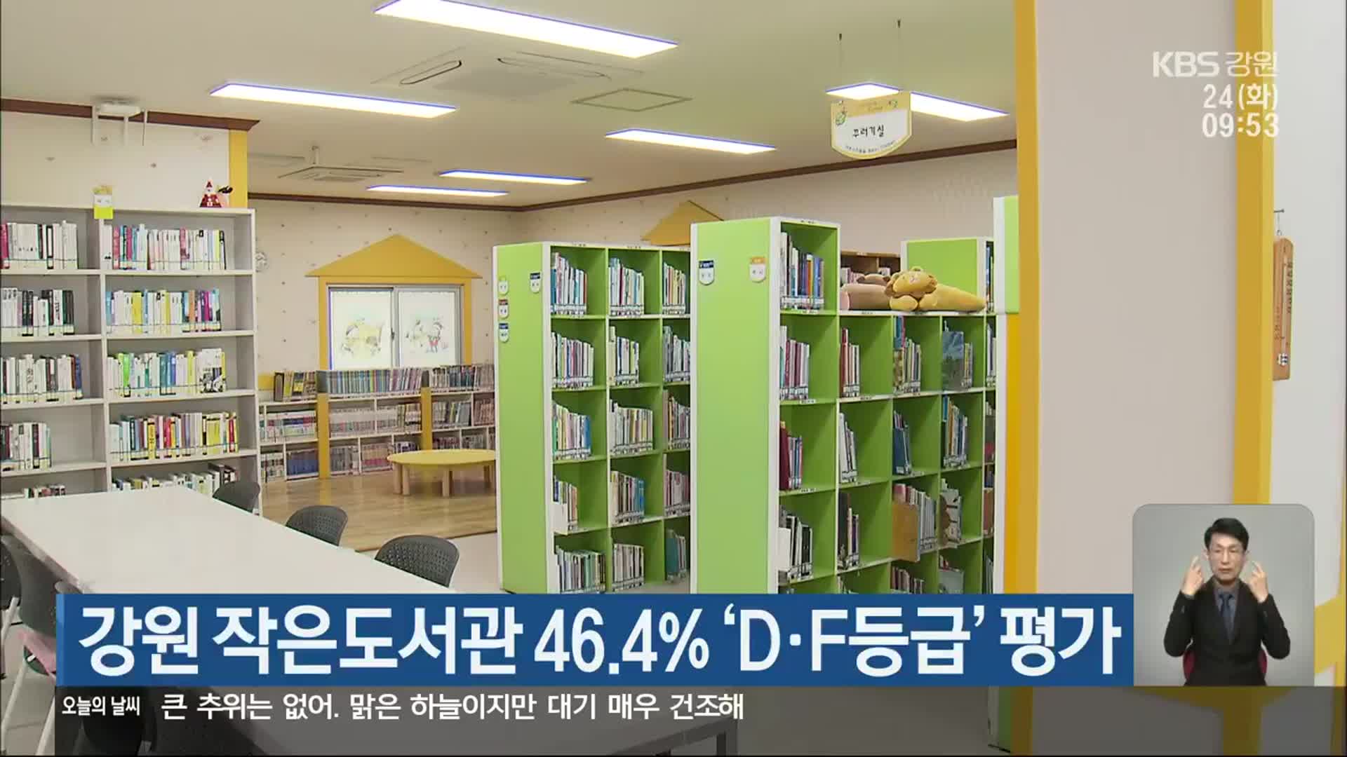 강원 작은도서관 46.4% ‘D·F등급’ 평가