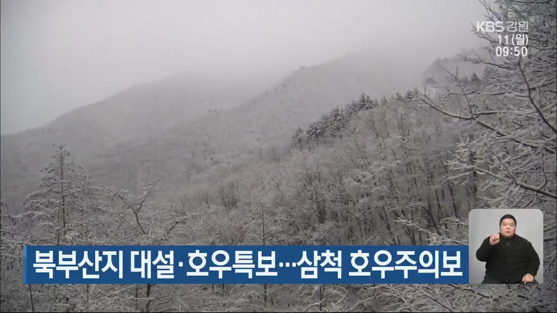 강원 북부산지 대설·호우특보…삼척 호우주의보