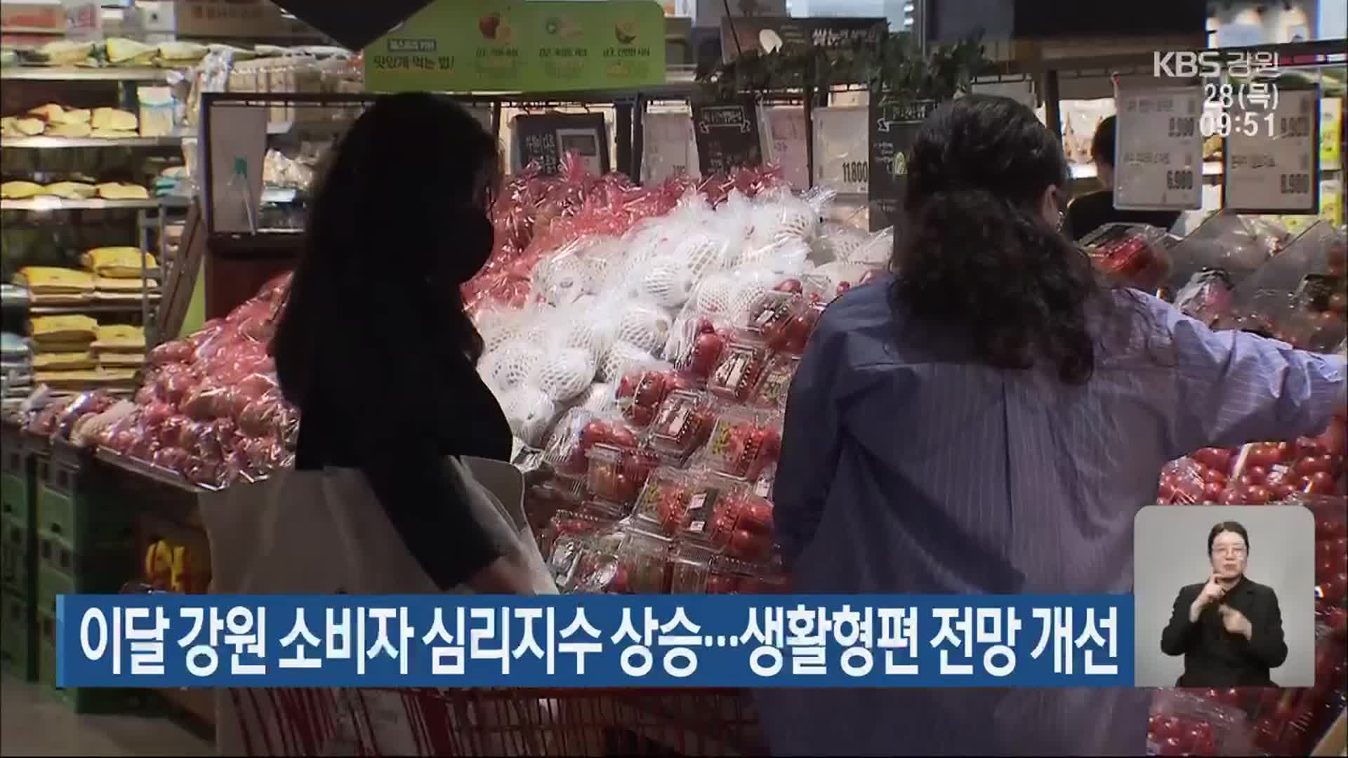 이달 강원 소비자 심리지수 상승…생활형편 전망 개선