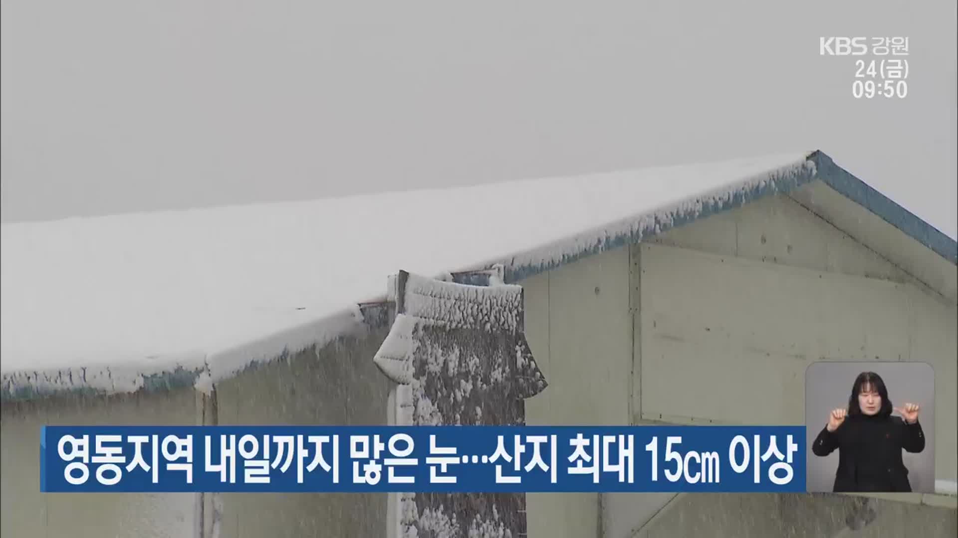 영동지역 내일까지 많은 눈…산지 최대 15cm 이상