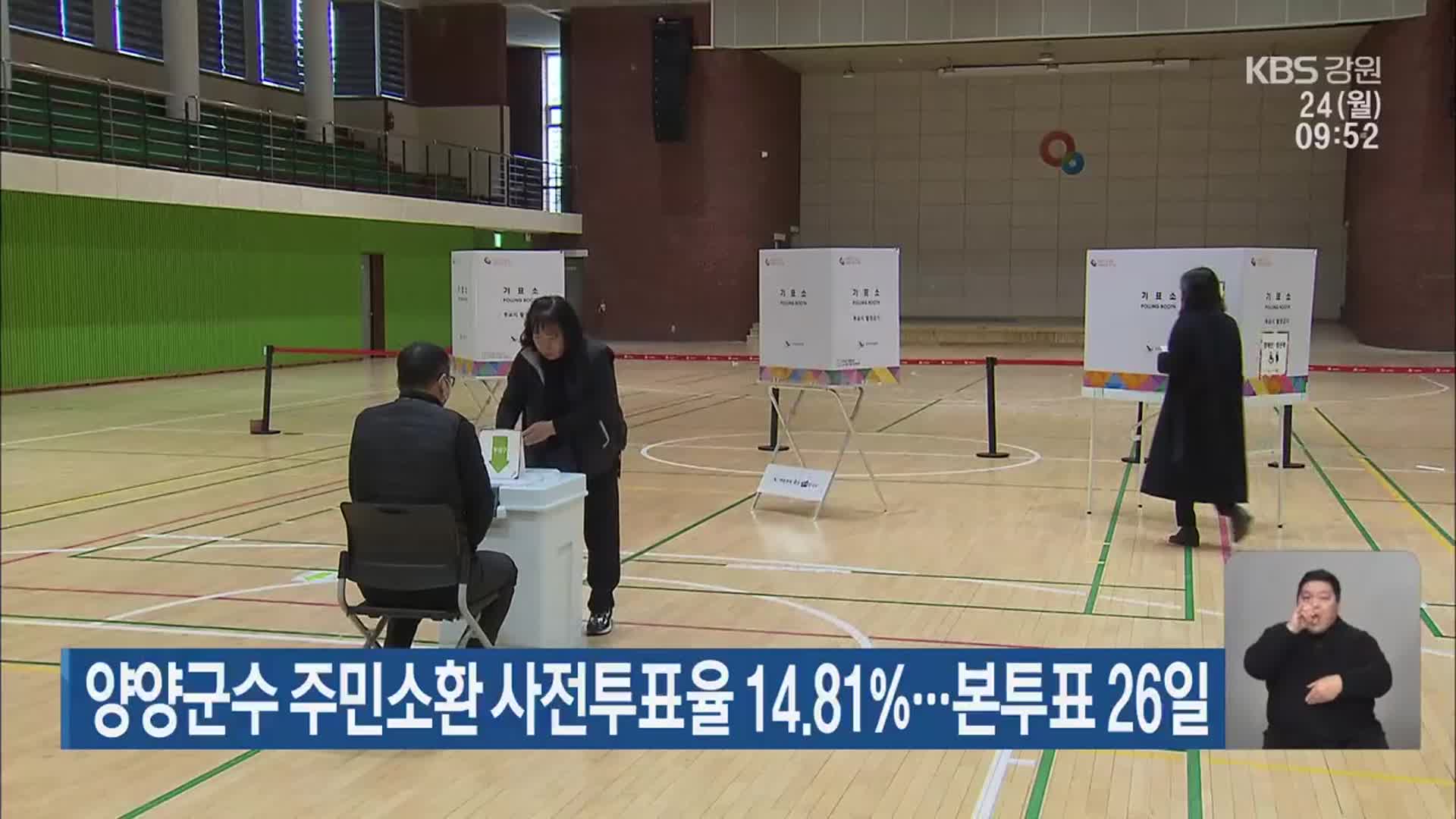 양양군수 주민소환 사전투표율 14.81%…본투표 26일