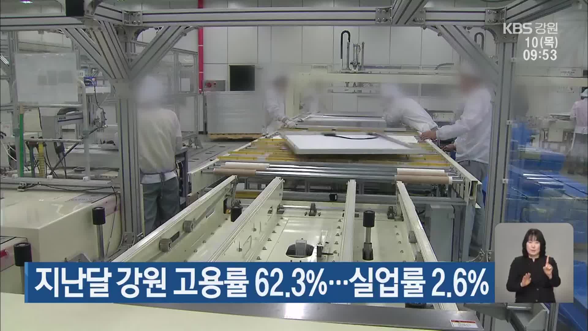 지난달 강원 고용률 62.3%…실업률 2.6%