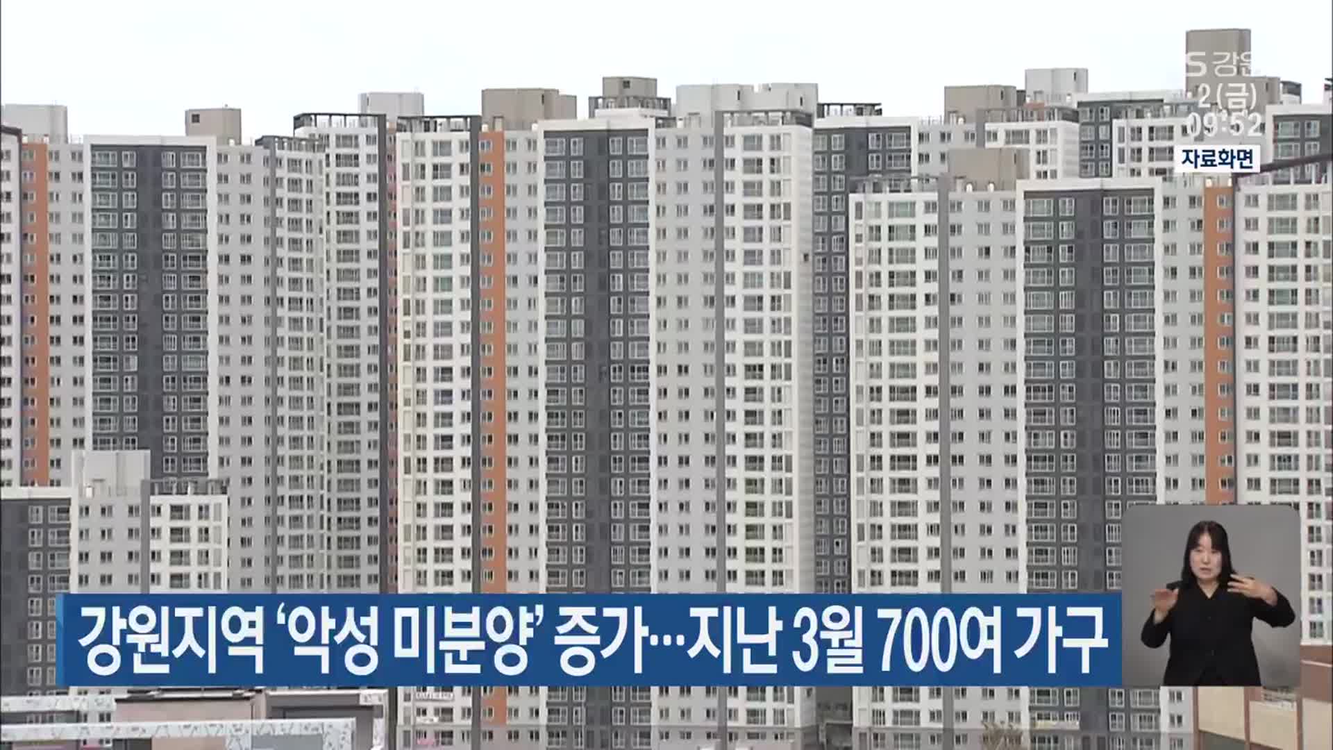 강원지역 ‘악성 미분양’ 증가…지난 3월 700여 가구