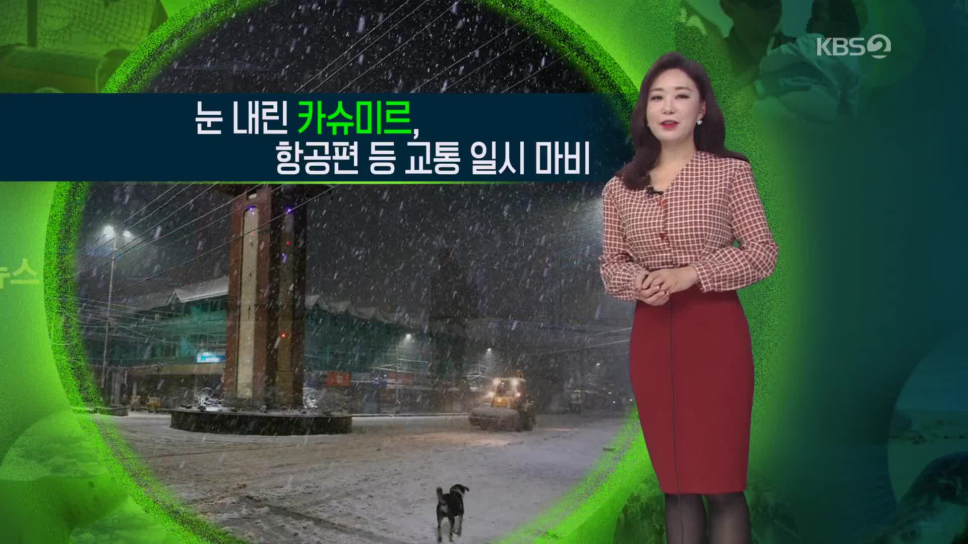 [지구촌 날씨] 눈 내린 카슈미르, 항공편 등 교통 일시 마비
