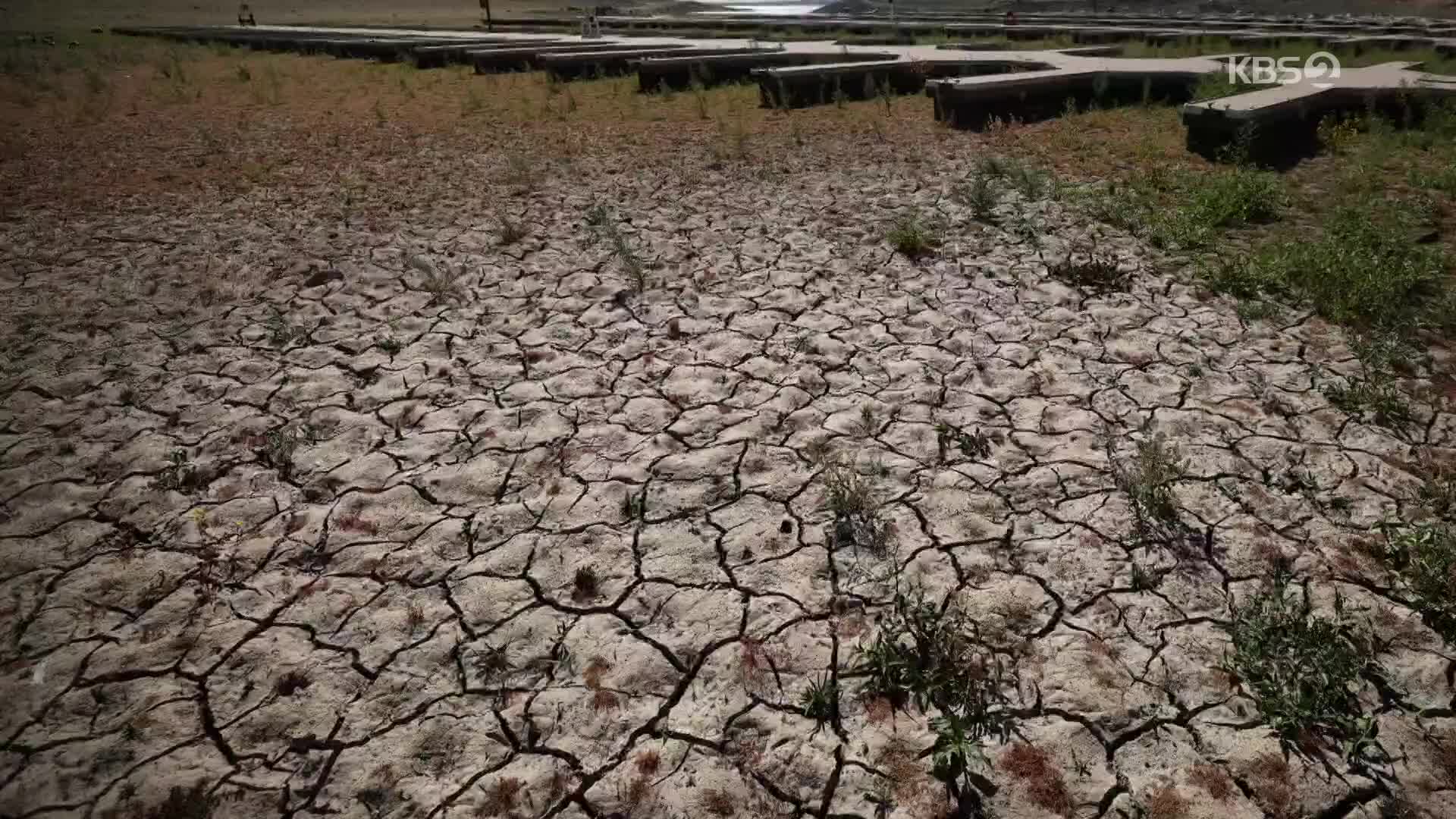 [지구촌 포토] 美 캘리포니아주 가뭄 비상사태…바닥 드러낸 호수