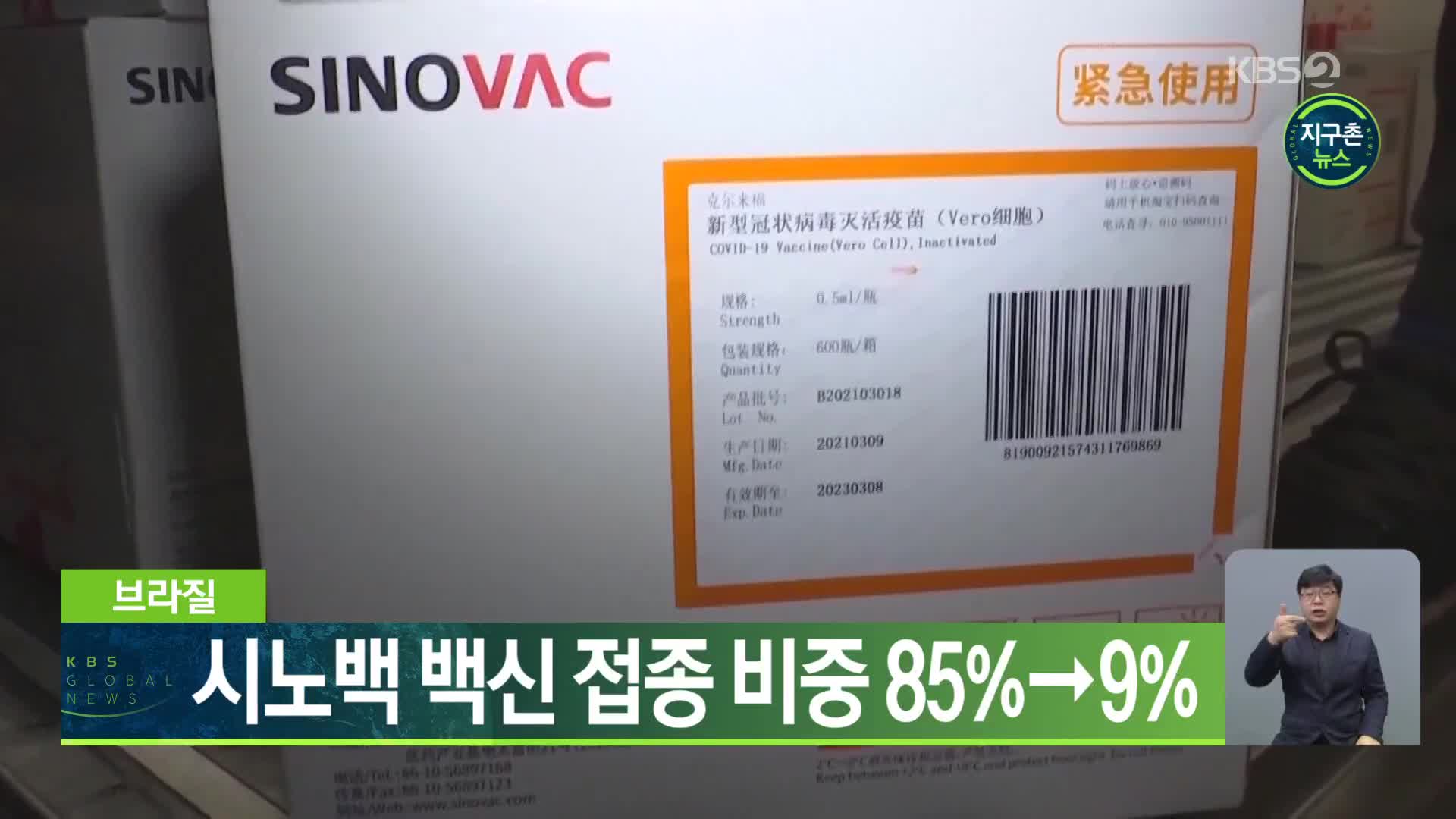 브라질, 시노백 백신 접종 비중 85%→9%