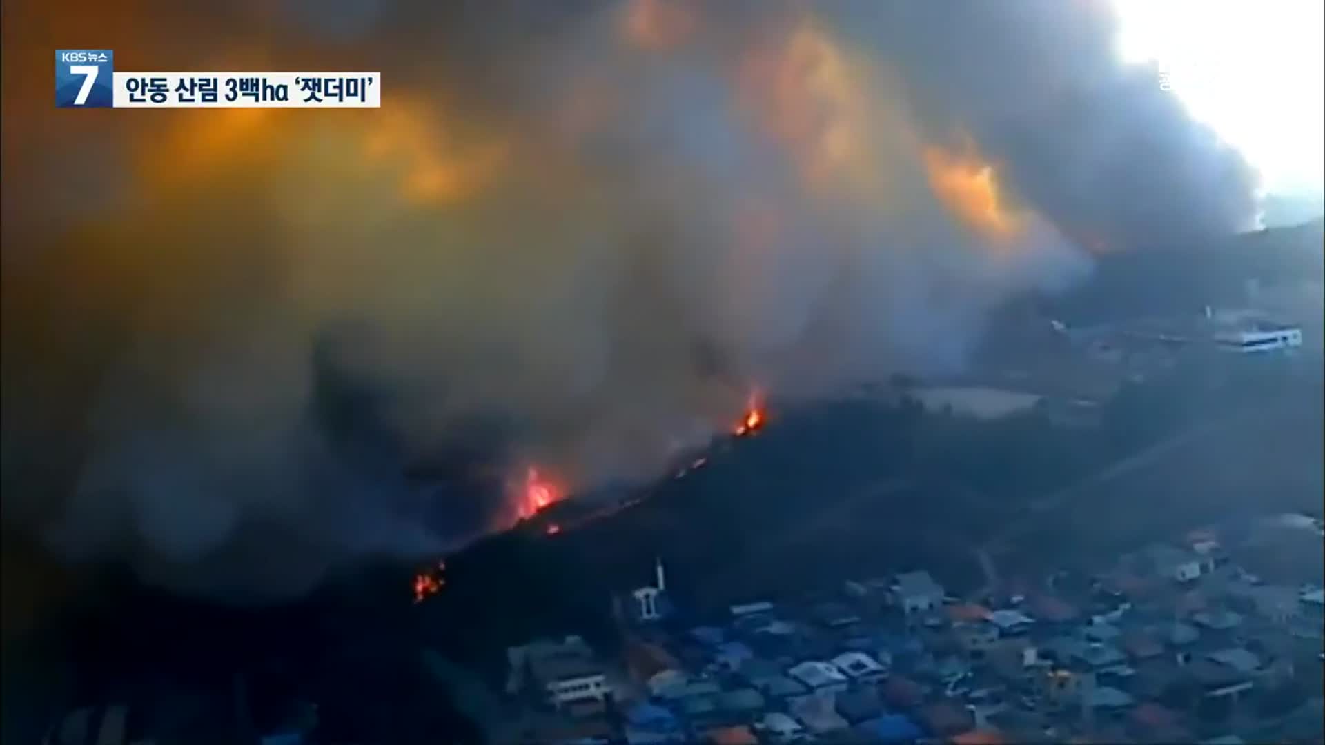 안동 산불 3백ha 태워…한때 민가·문화재 위협