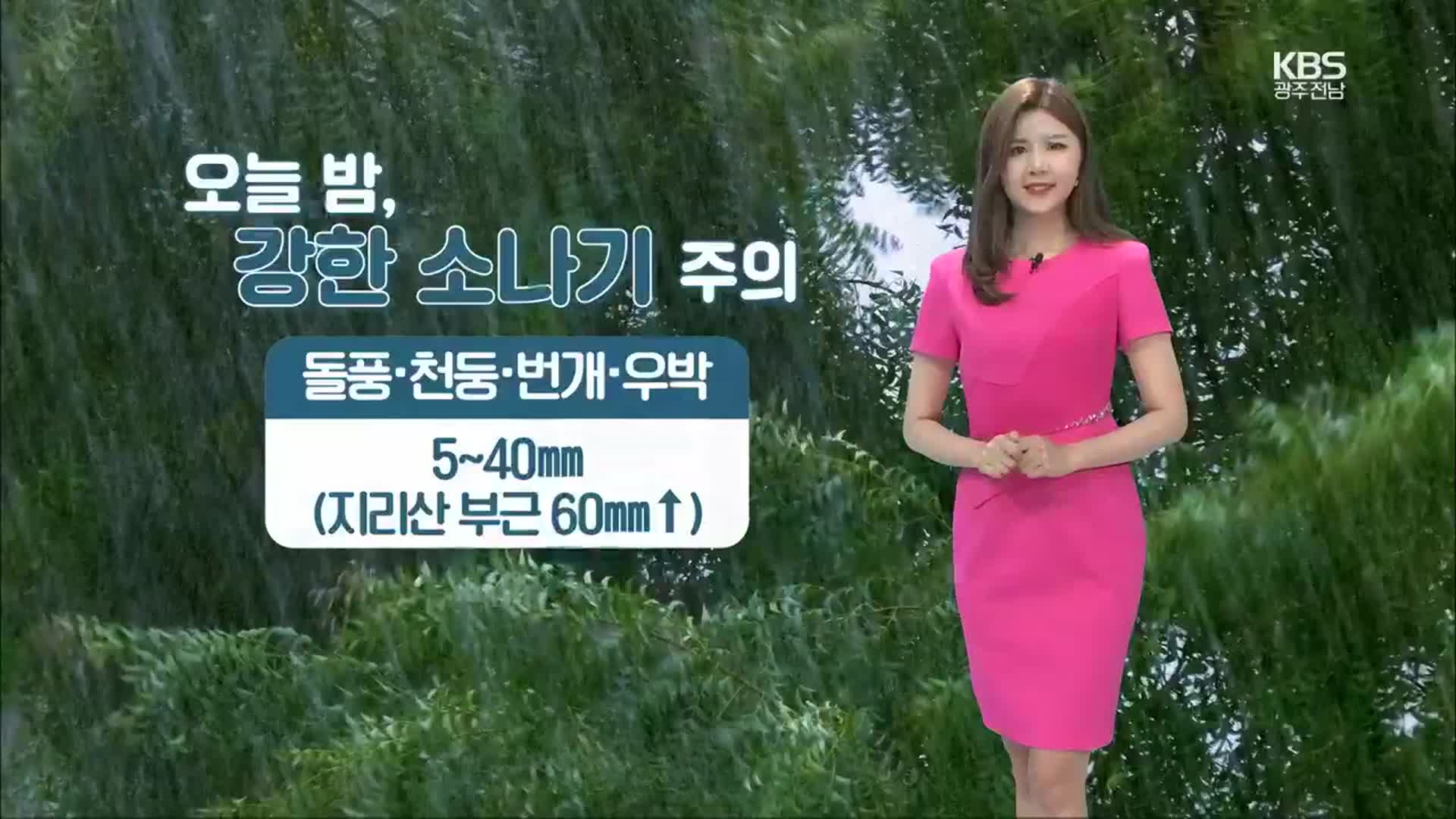 [날씨] 광주·전남 오늘 밤 강한 소나기 주의…최대 60mm↑