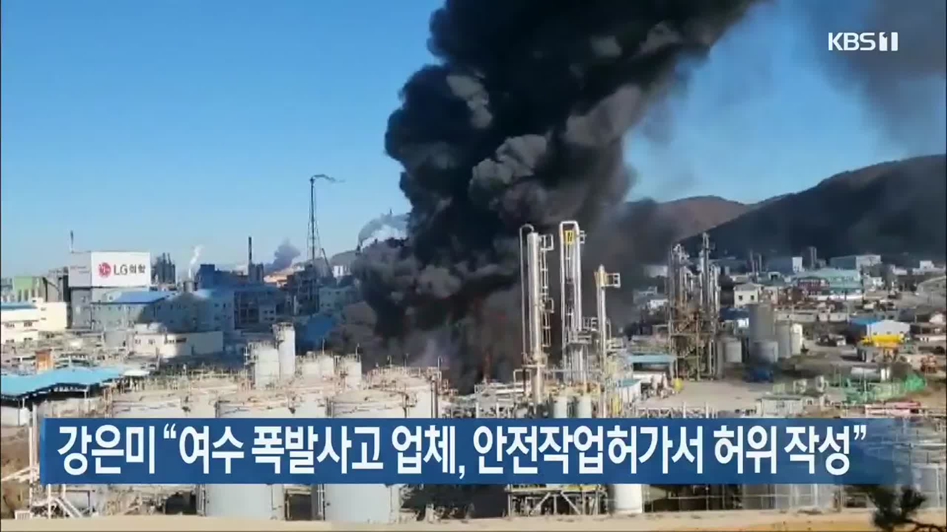 강은미 “여수 폭발사고 업체, 안전작업허가서 허위 작성”