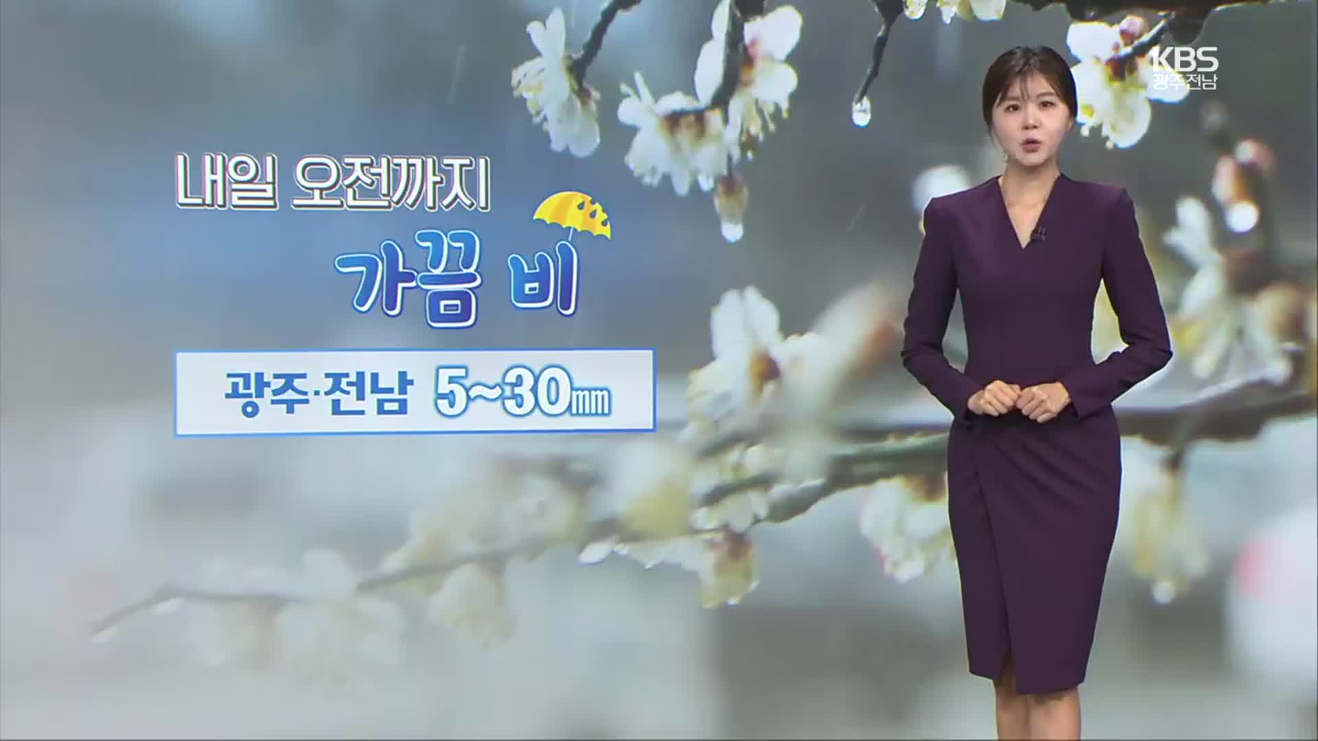 [날씨] 광주·전남 내일 오전까지 봄비…오후부터 황사 유입