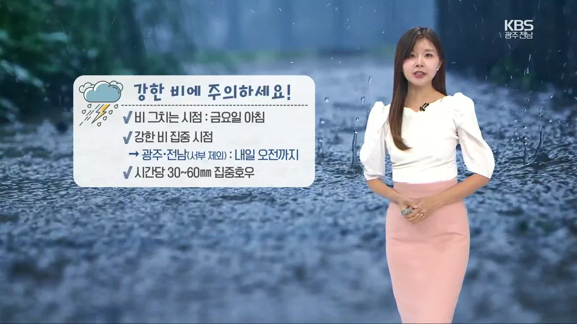 [날씨] 광주·전남 11개 시군 호우주의보…시간당 30~60mm 폭우