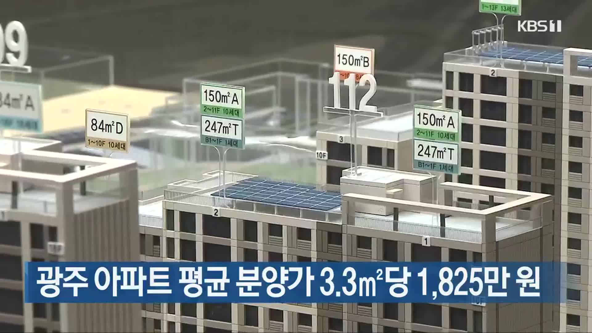 광주 아파트 평균 분양가 3.3㎡당 1,825만 원