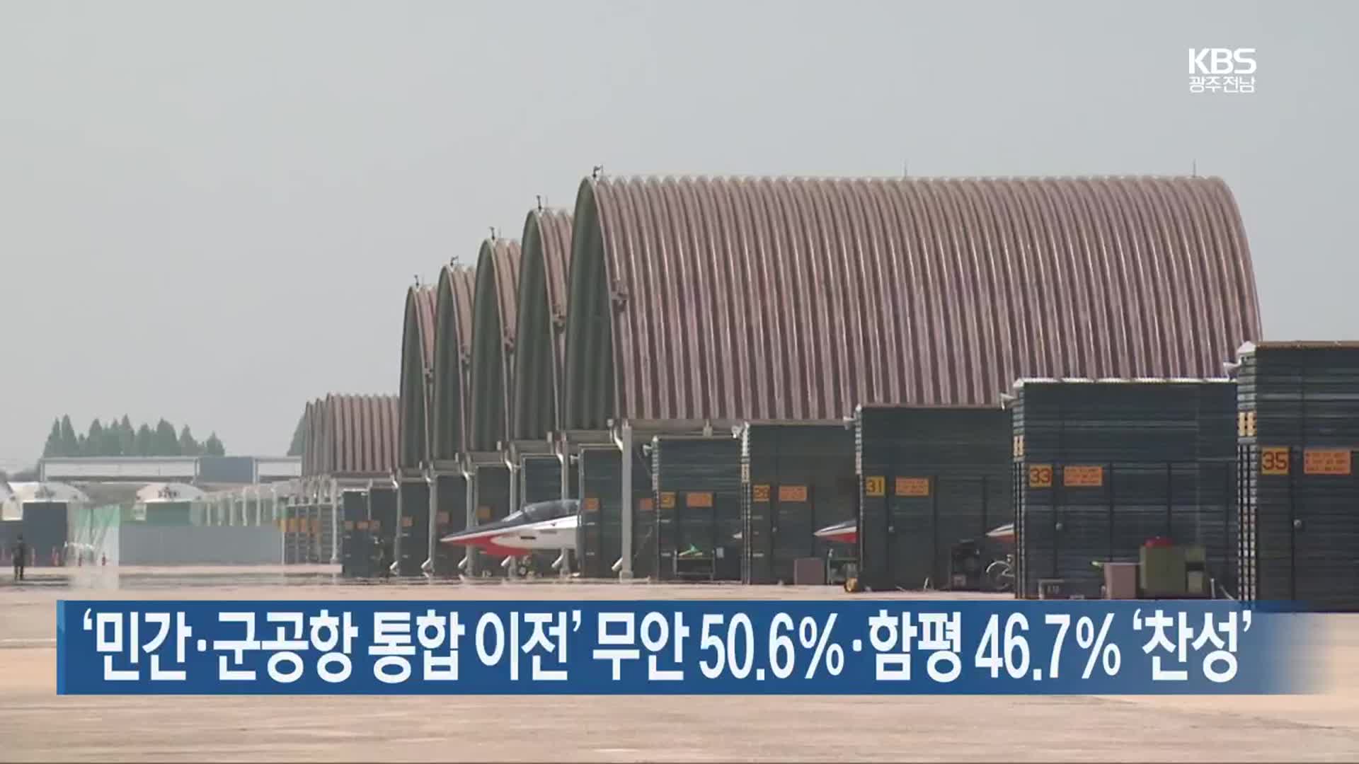 ‘민간·군공항 통합 이전’ 무안 50.6%·함평 46.7% ‘찬성’