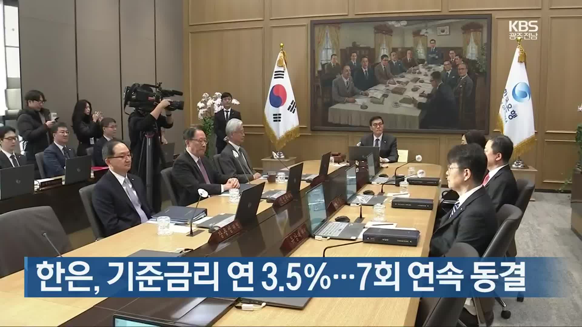 한은, 기준금리 연 3.5%…7회 연속 동결