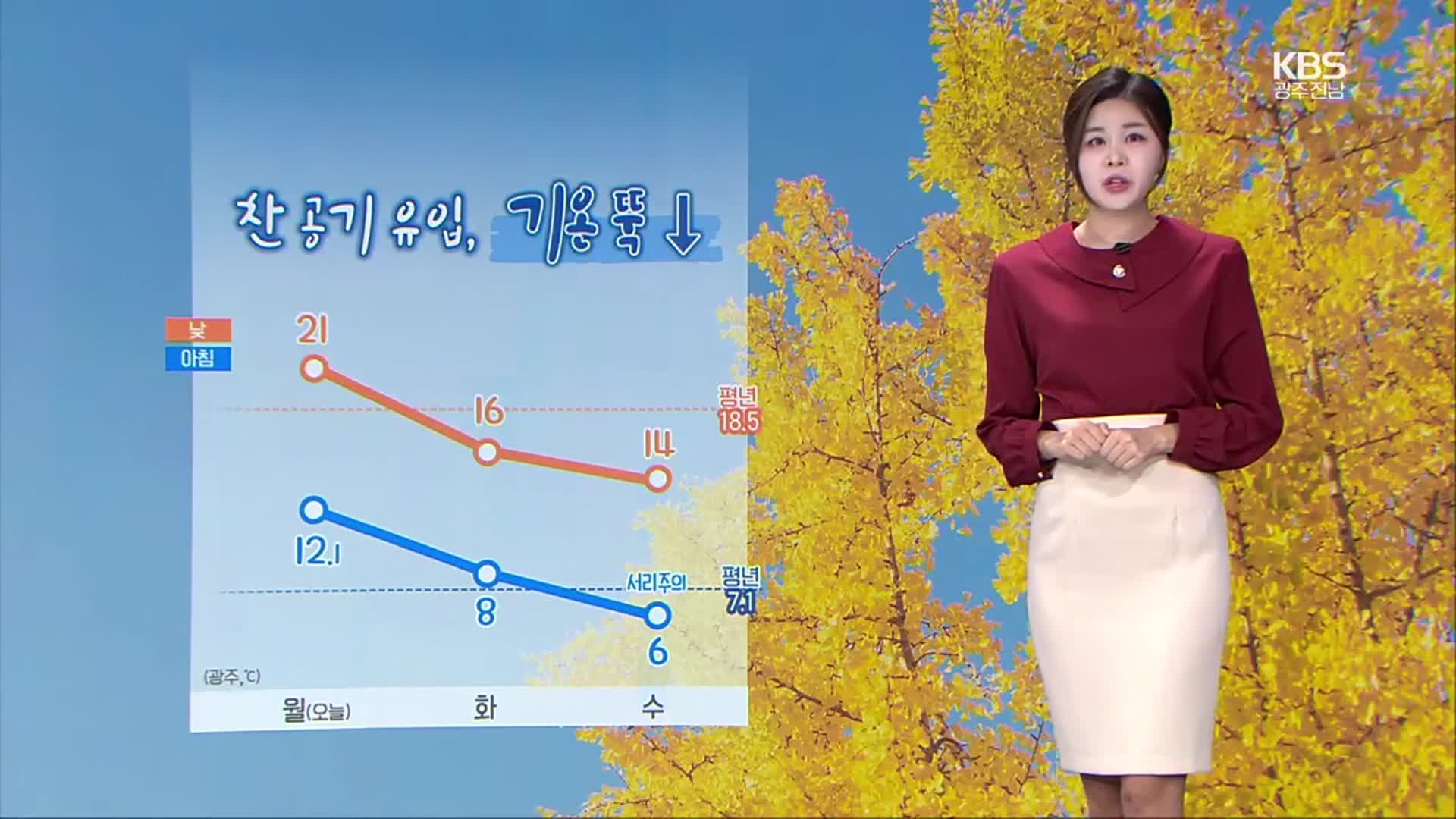 [날씨] 광주·전남 찬 공기 유입, 기온 뚝↓…서리 주의