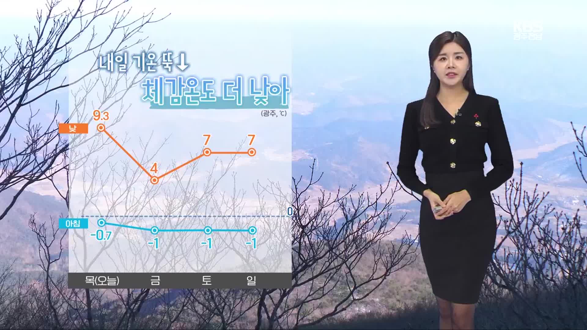 [날씨] 광주·전남 내일 기온 뚝↓, 바람 쌩…서해안 눈 날림