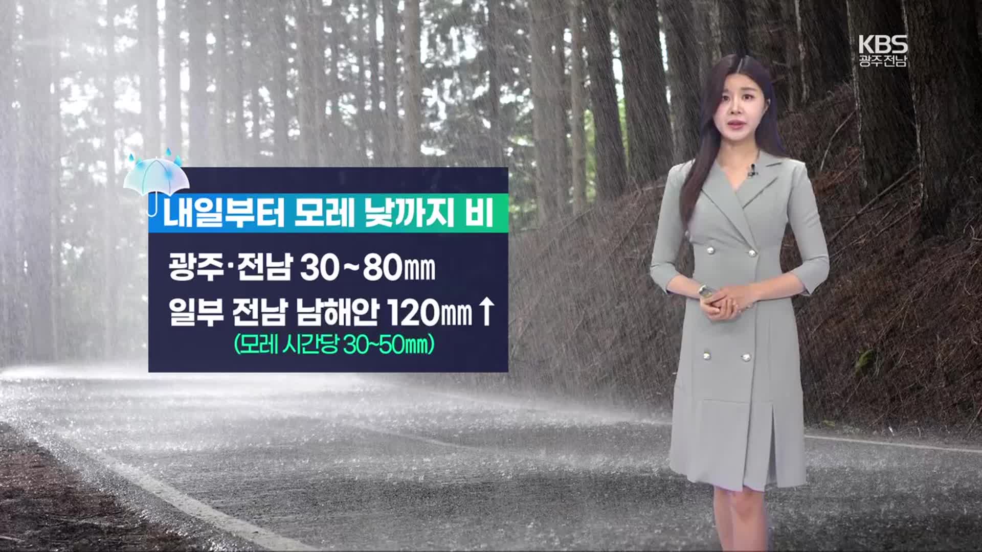 [날씨] 광주·전남 모레 낮까지 비…남해안 시간당 30~50mm