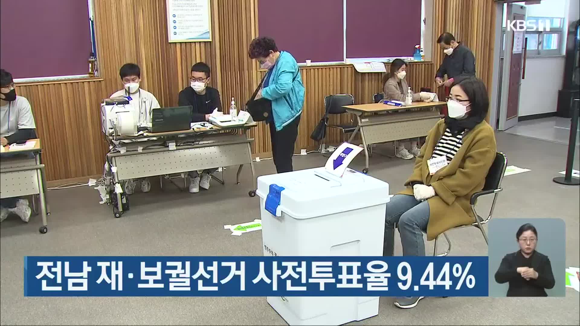 전남 재·보궐선거 사전투표율 9.44%