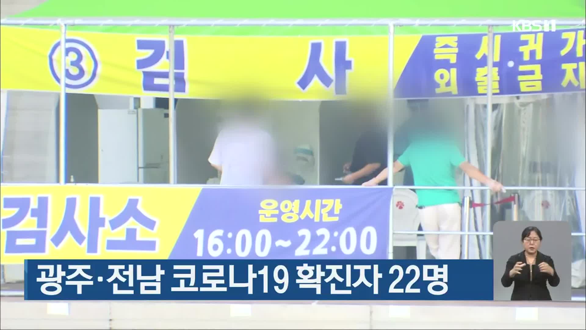 광주·전남 코로나19 확진자 22명