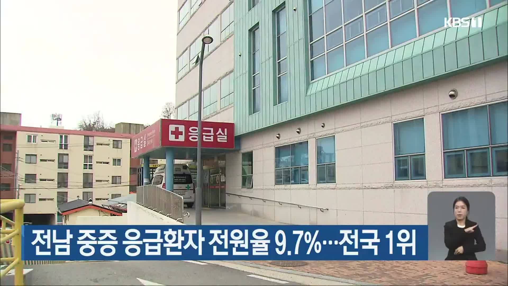 전남 중증 응급환자 전원율 9.7%…전국 1위