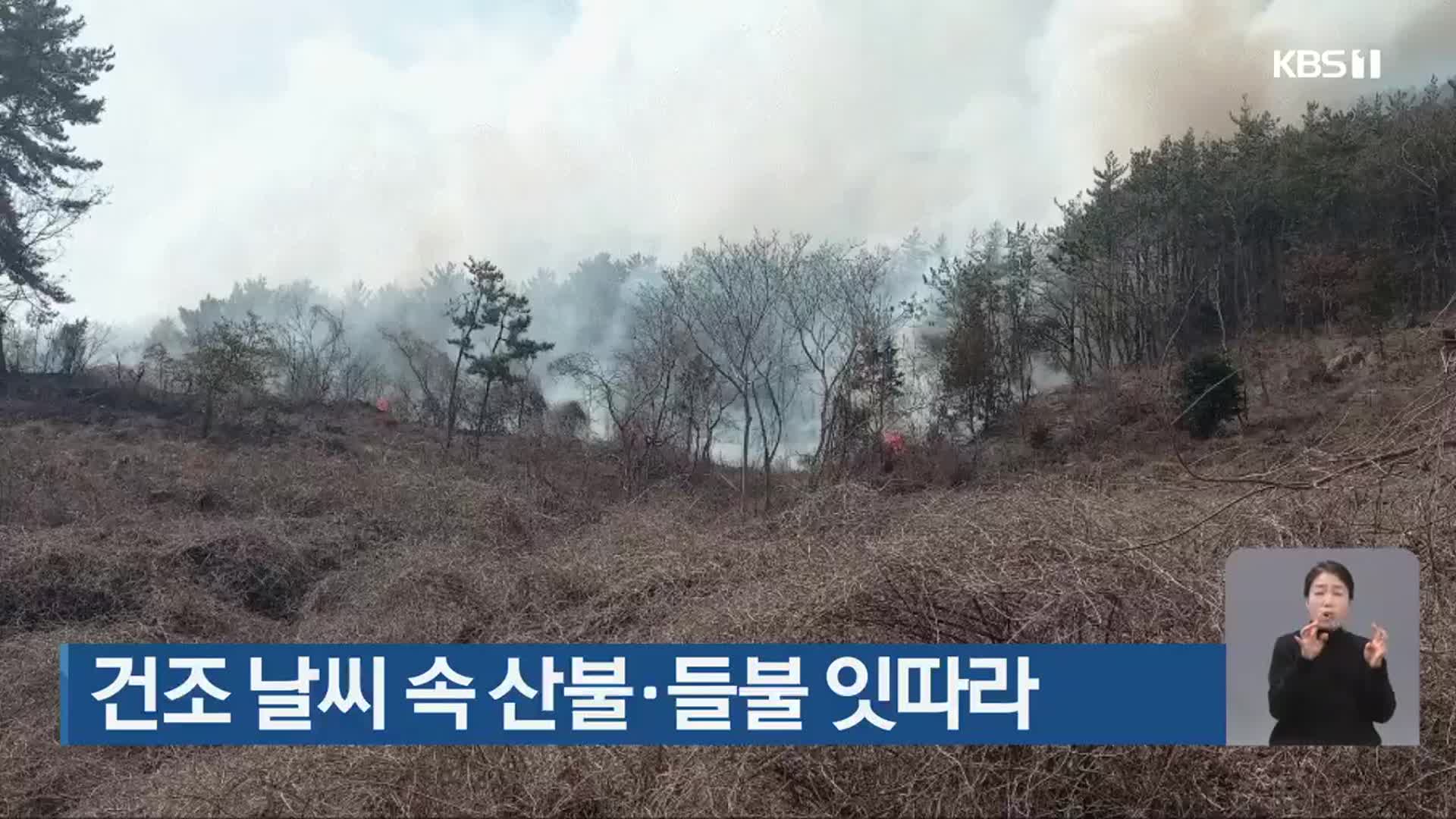 건조 날씨 속 산불·들불 잇따라