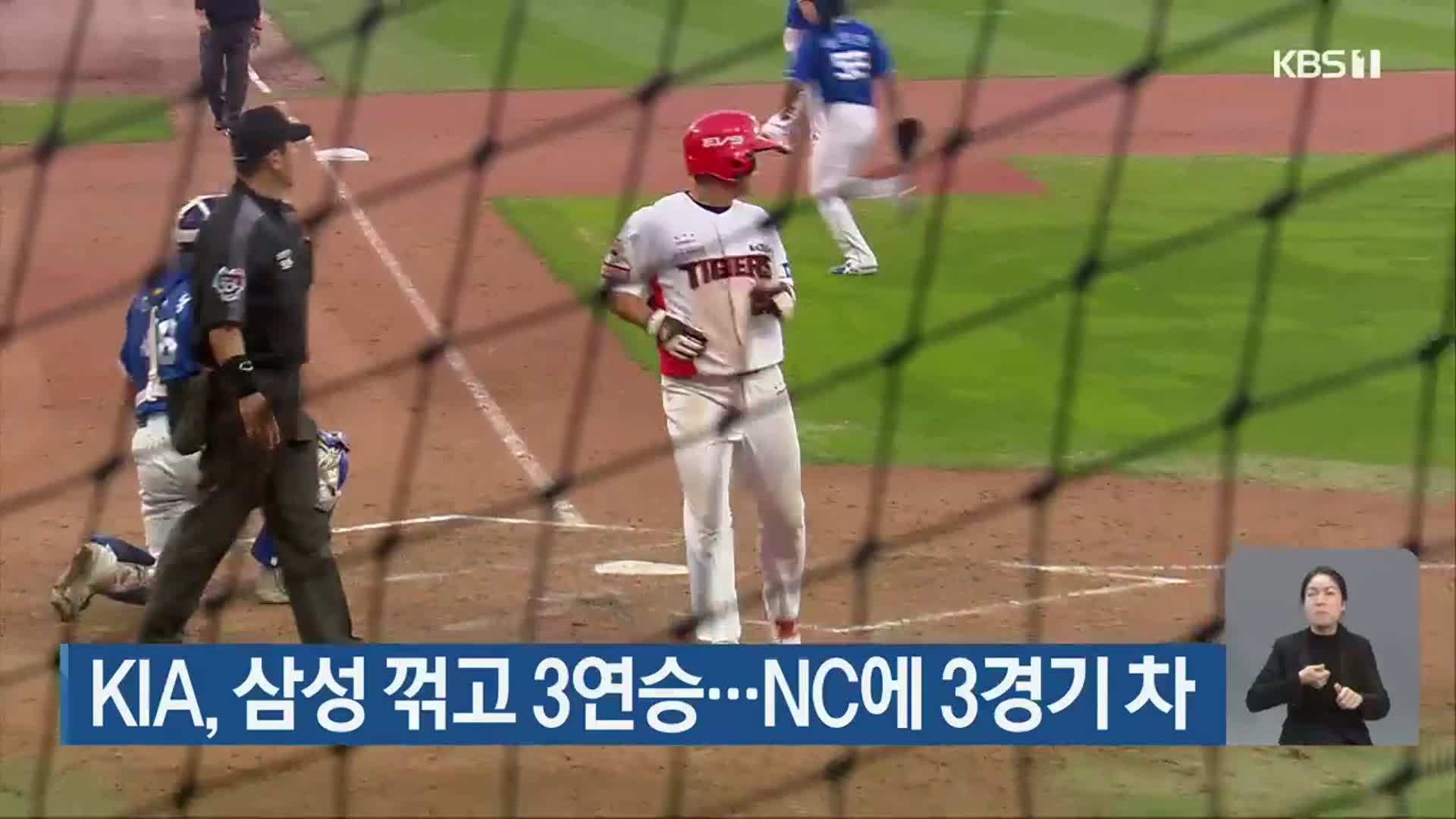 KIA, 삼성 꺾고 3연승…NC에 3경기 차