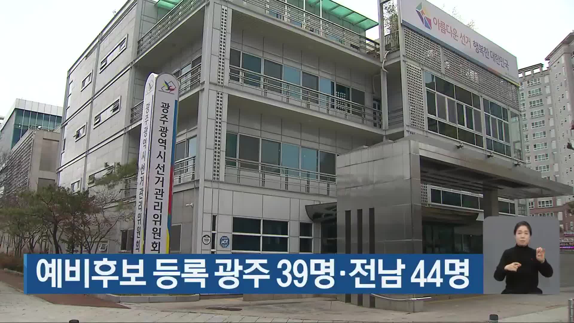 예비후보 등록 광주 39명·전남 44명