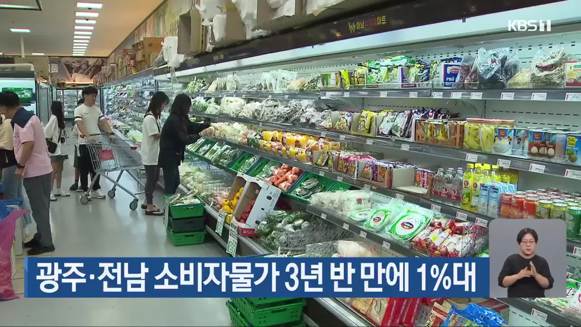 광주·전남 소비자물가 3년 반 만에 1%대