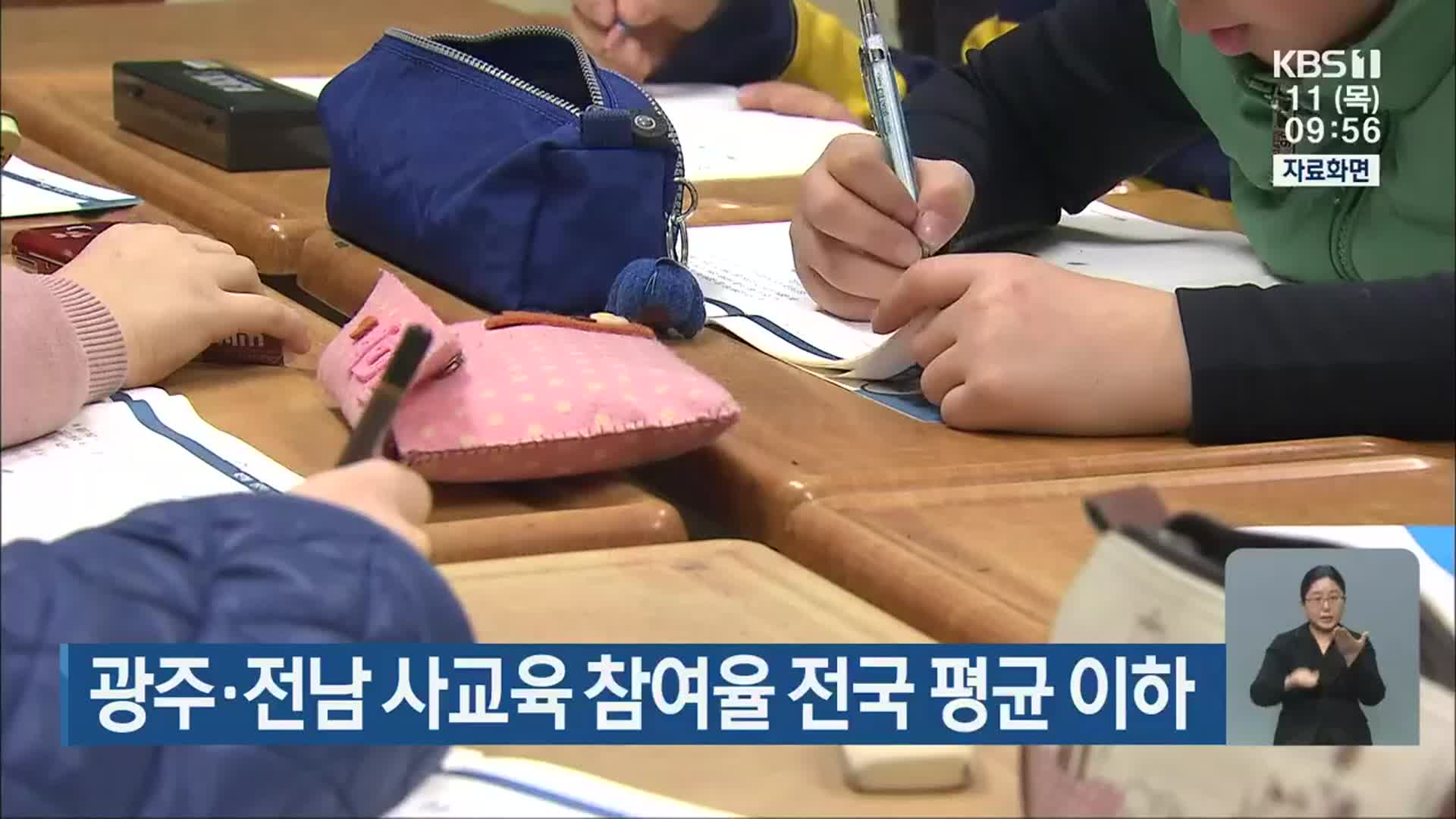 광주·전남 사교육 참여율 전국 평균 이하