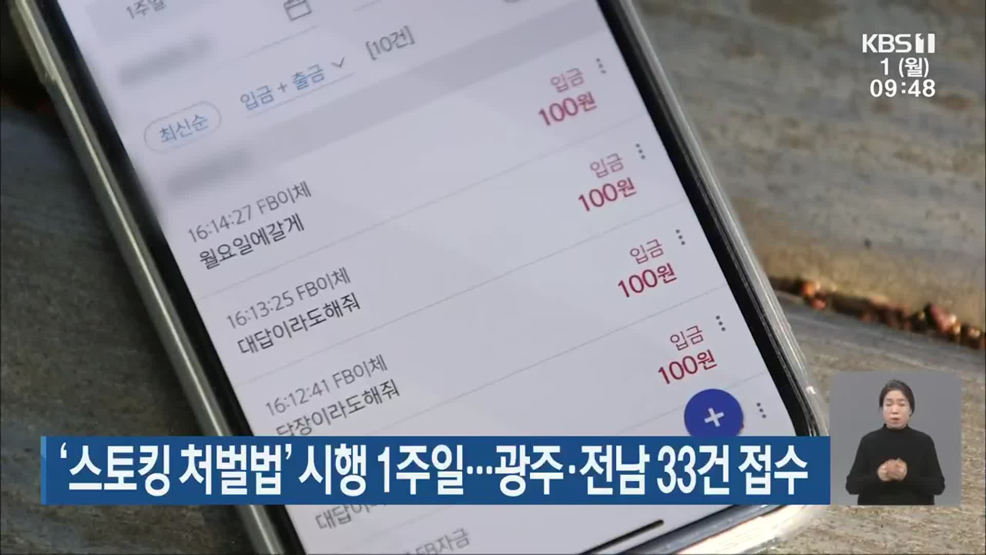 ‘스토킹 처벌법’ 시행 1주일…광주·전남 33건 접수