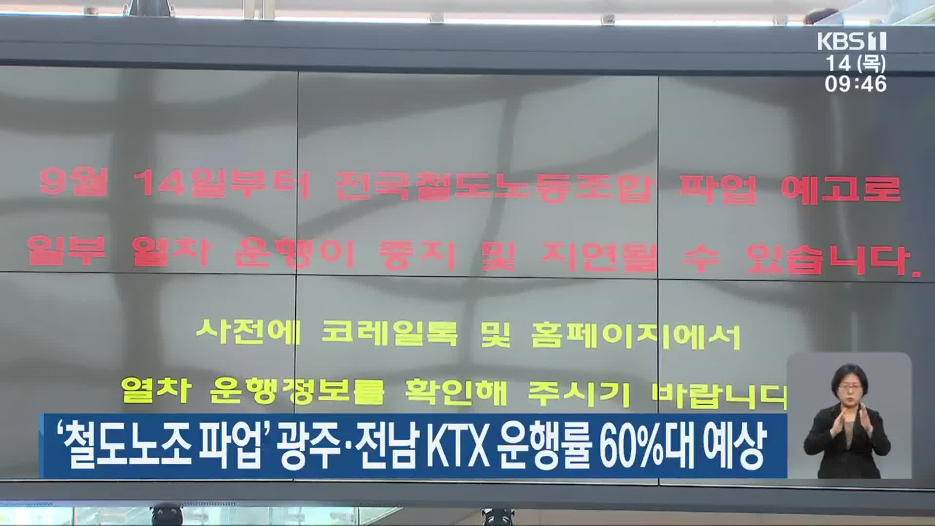 ‘철도노조 파업’ 광주·전남 KTX 운행률 60%대 예상