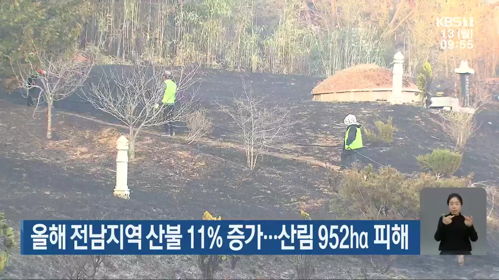 올해 전남지역 산불 11% 증가…산림 952㏊ 피해