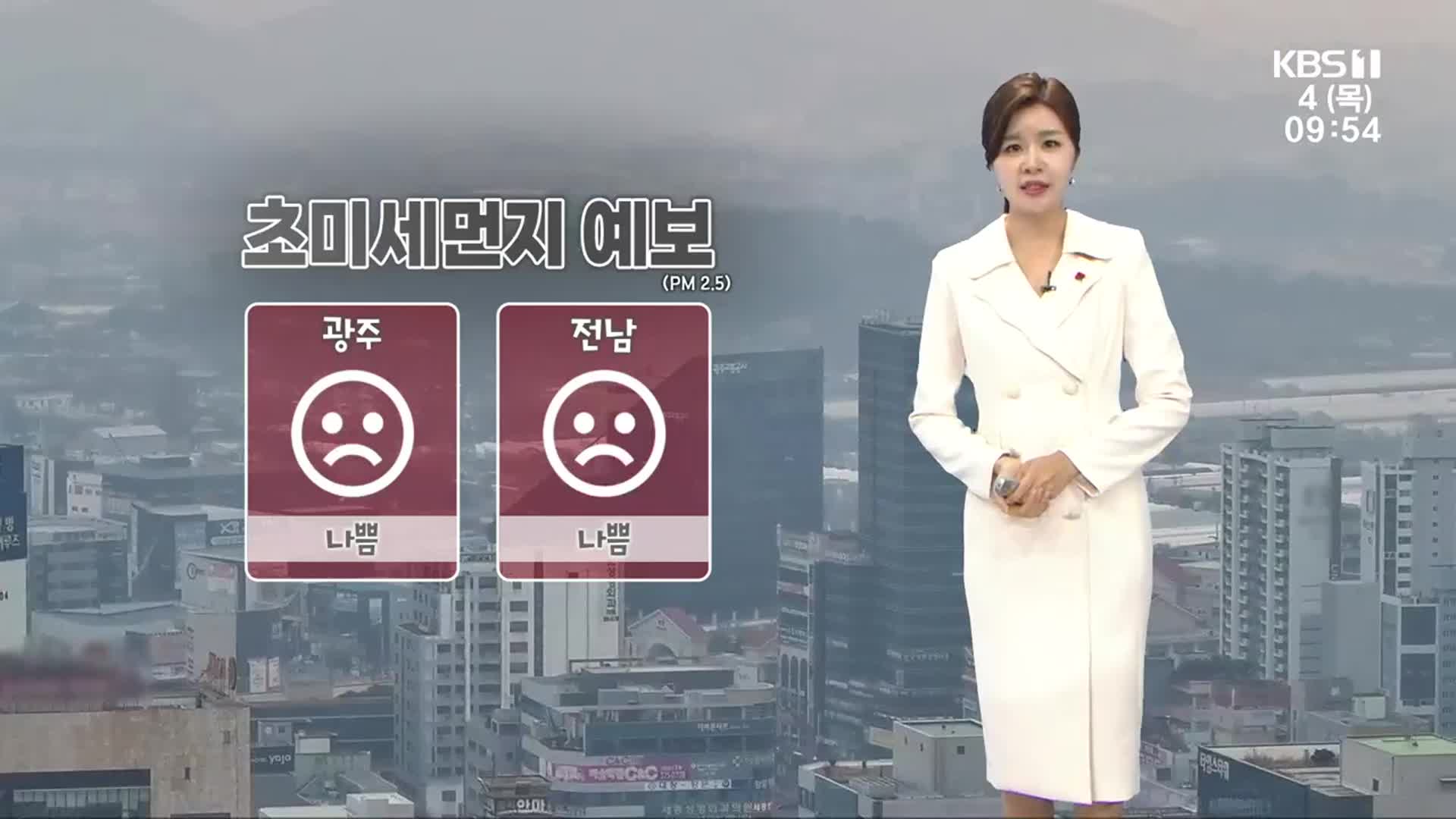 [날씨] 광주·전남 초미세먼지 ‘나쁨’…큰 일교차 주의