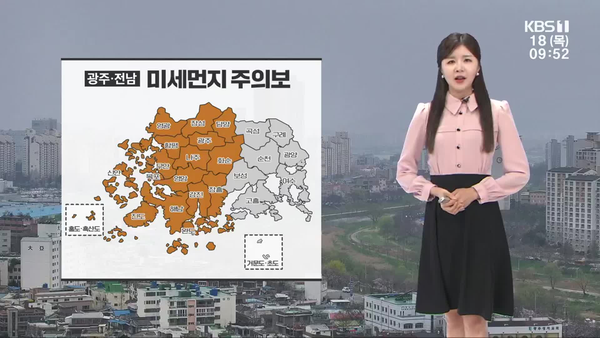 [날씨] 광주·전남 오후까지 ‘황사’…내일까지 포근