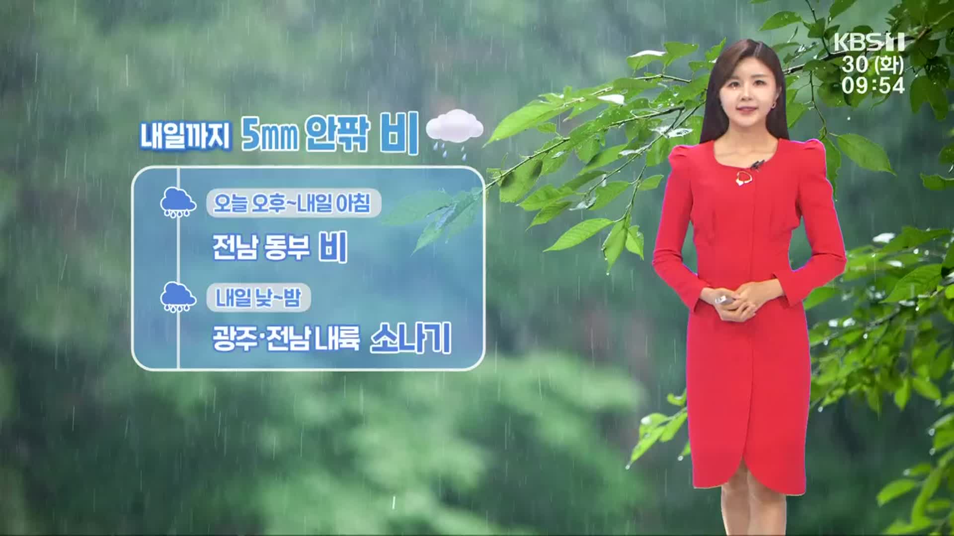 [날씨] 광주·전남 내일까지 5mm 안팎 비…모레부터 포근