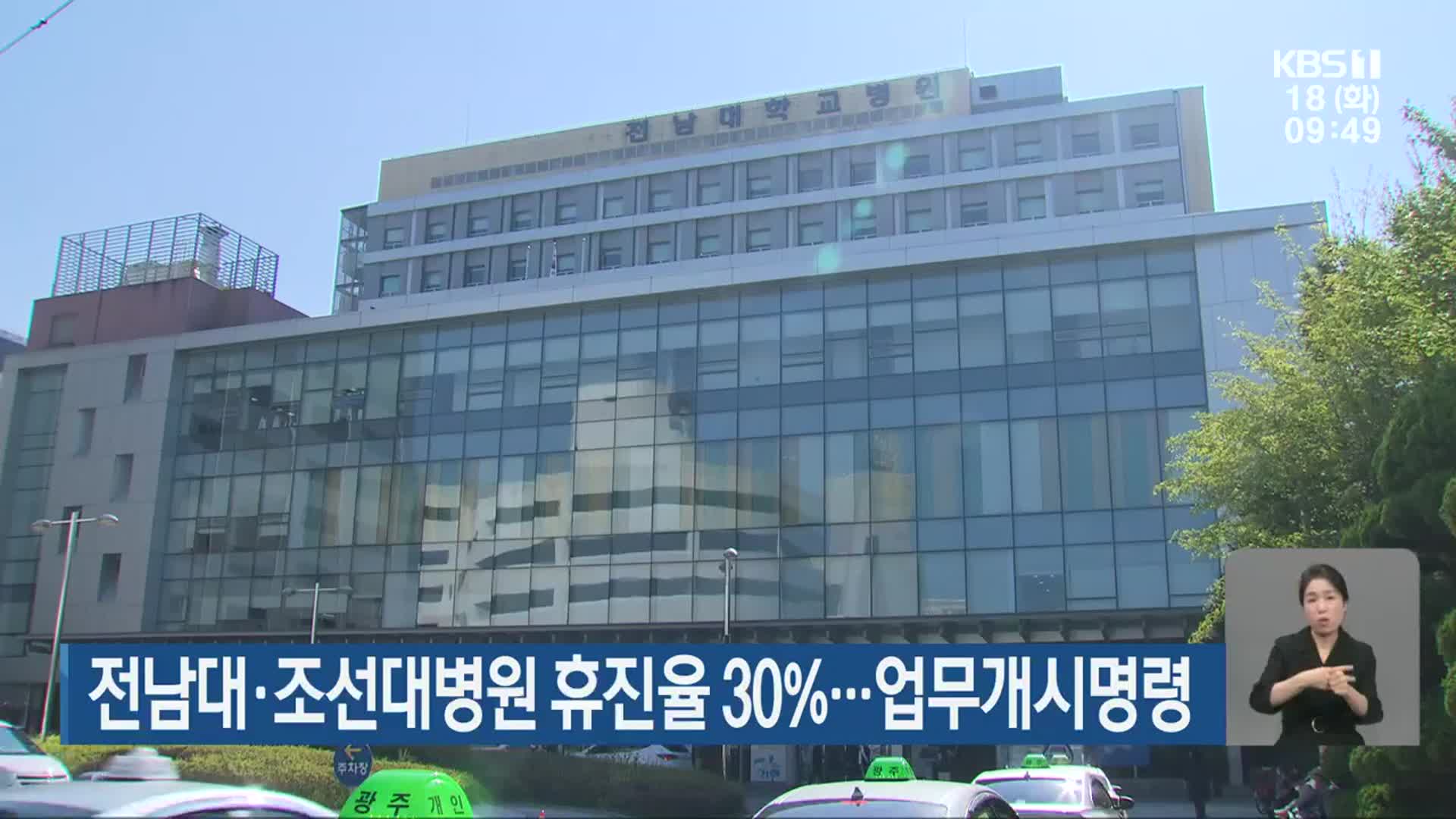 전남대·조선대병원 휴진율 30%…업무개시명령
