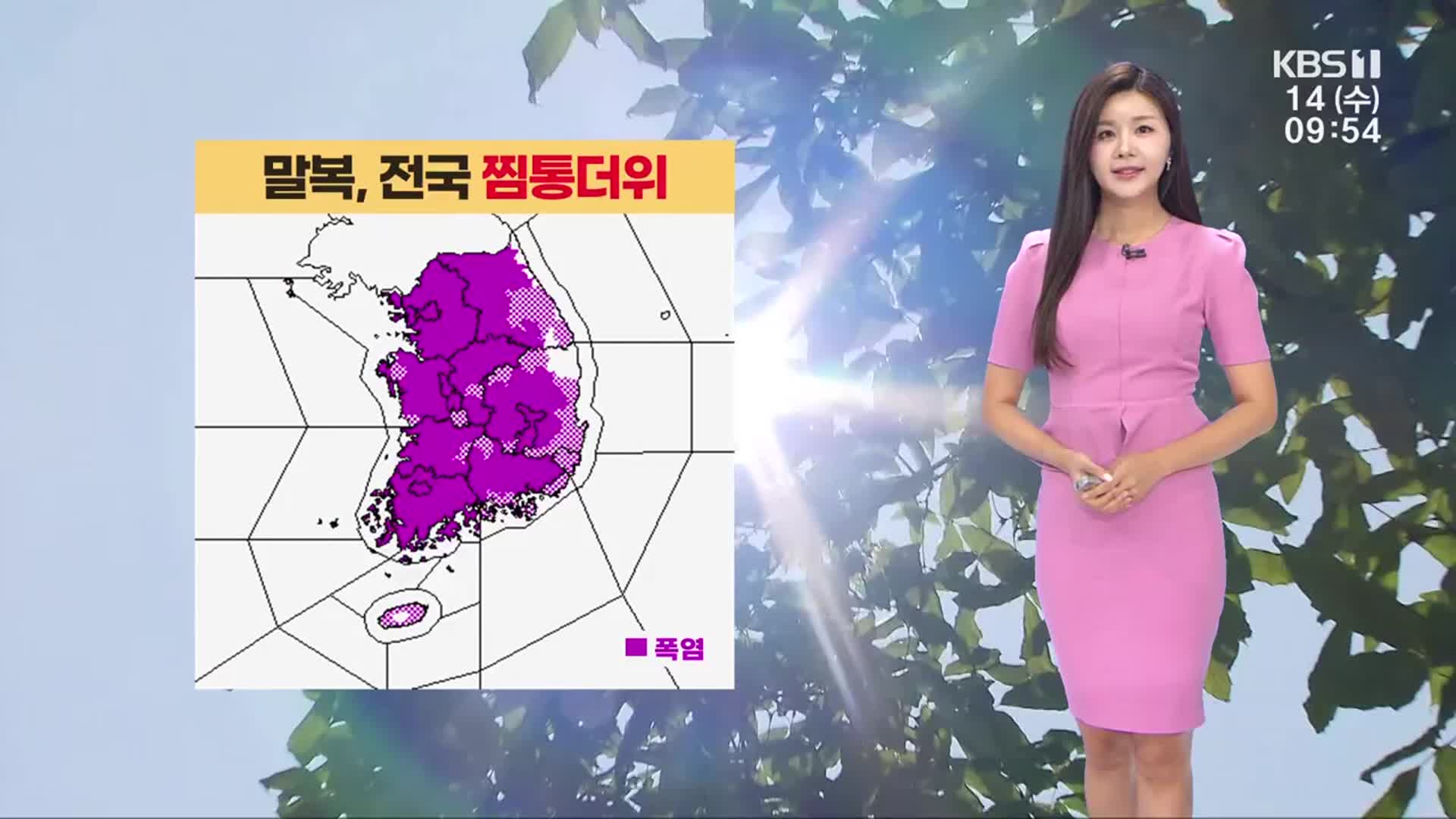 [날씨] 광주·전남 말복 더위에 건강 유의…오후부터 강한 소나기