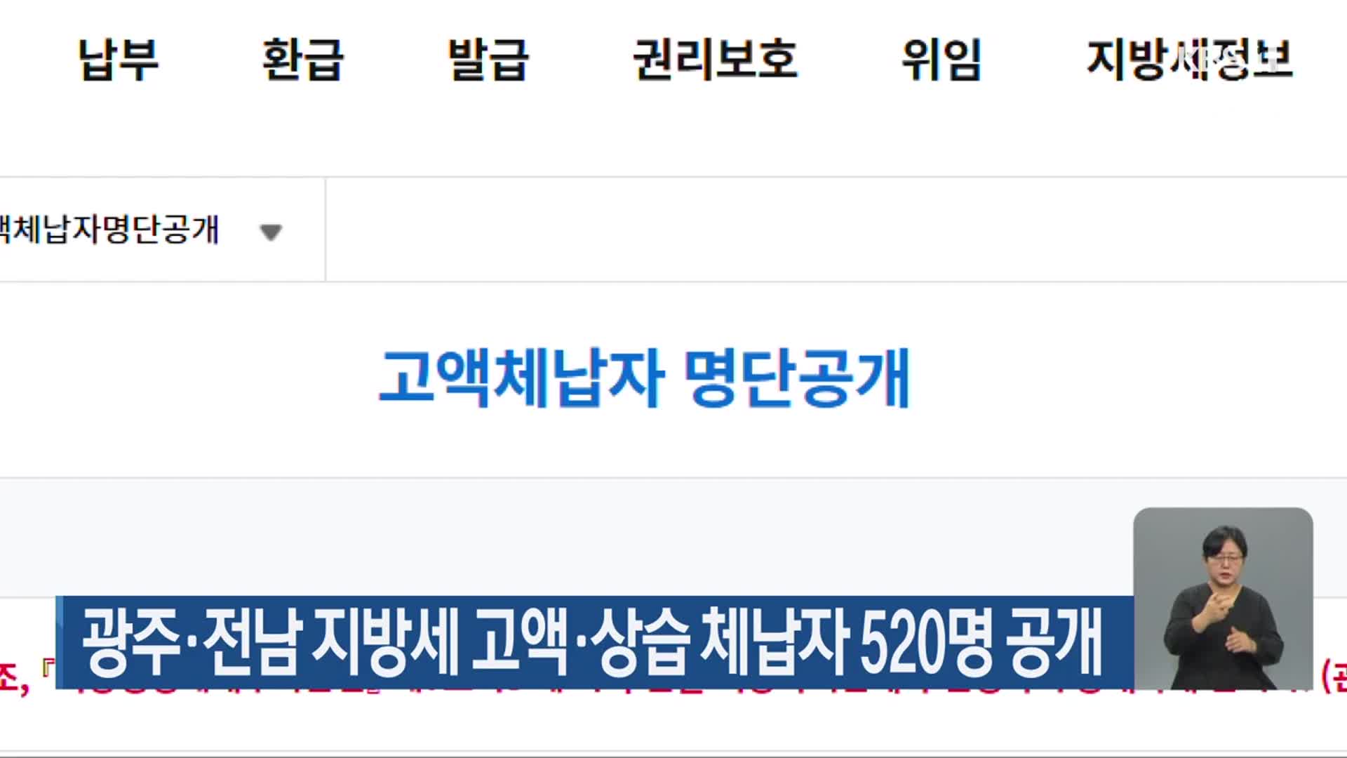 광주·전남 지방세 고액·상습 체납자 520명 공개