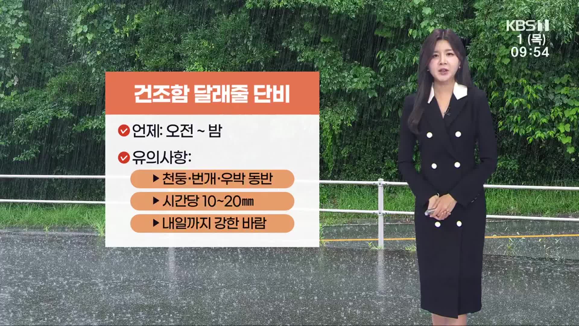 [날씨] 광주·전남 밤까지 최고 50mm 비…강한 바람 동반