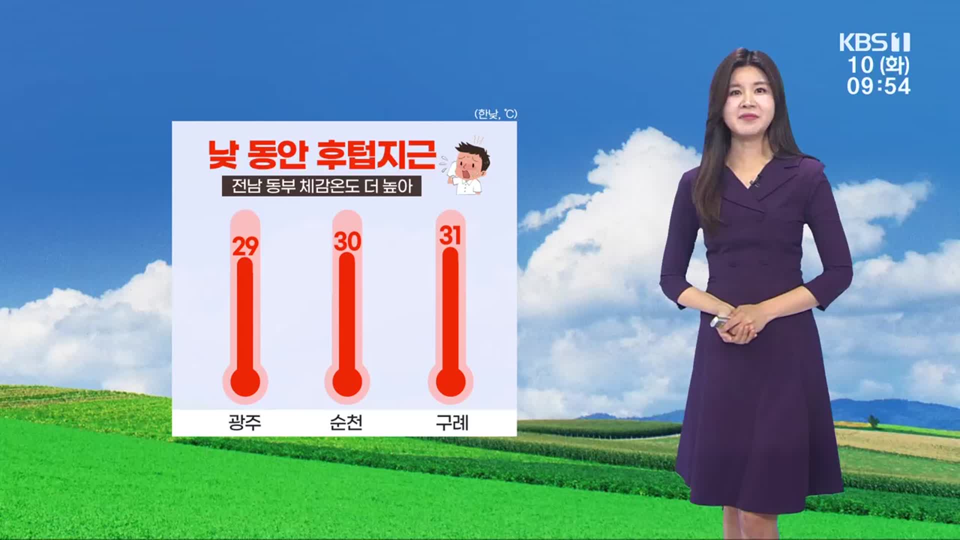 [날씨] 광주·전남 구름 많고, 체감 31도↑ 더위…오전 안개