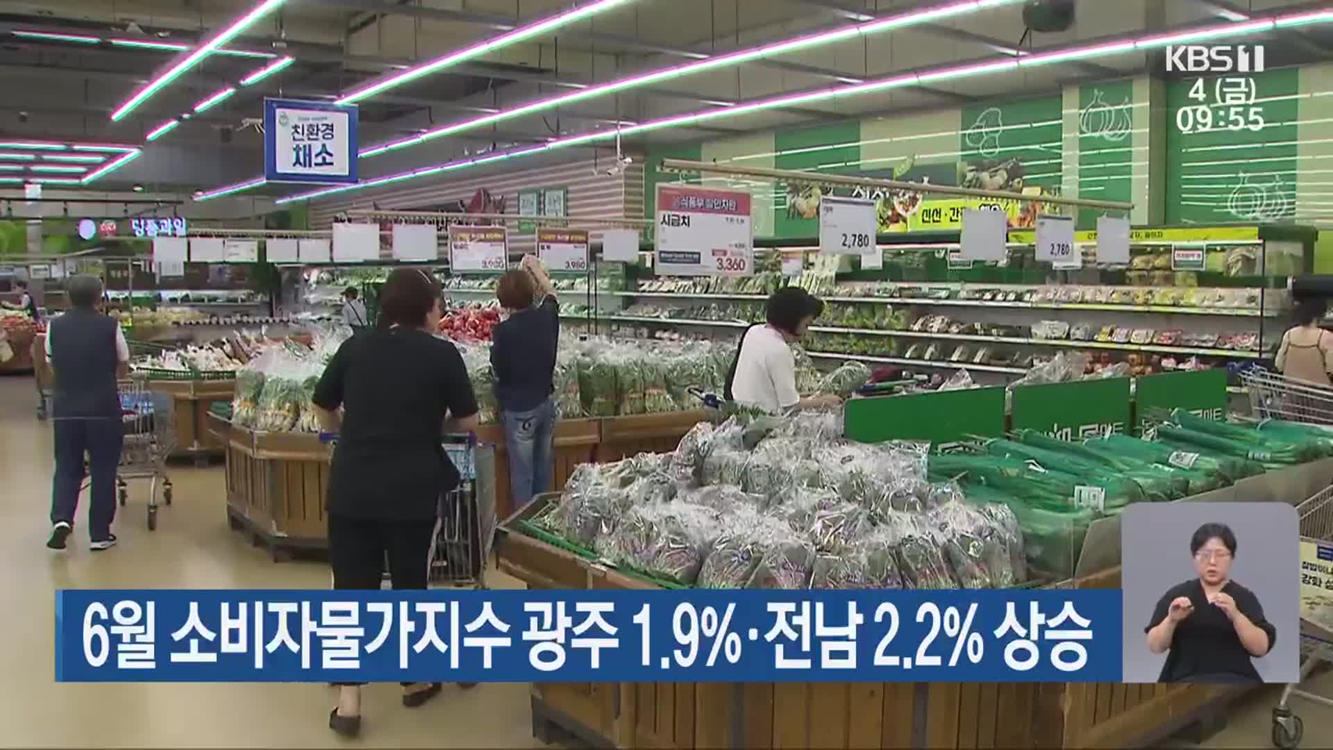 6월 소비자물가지수 광주 1.9%·전남 2.2% 상승