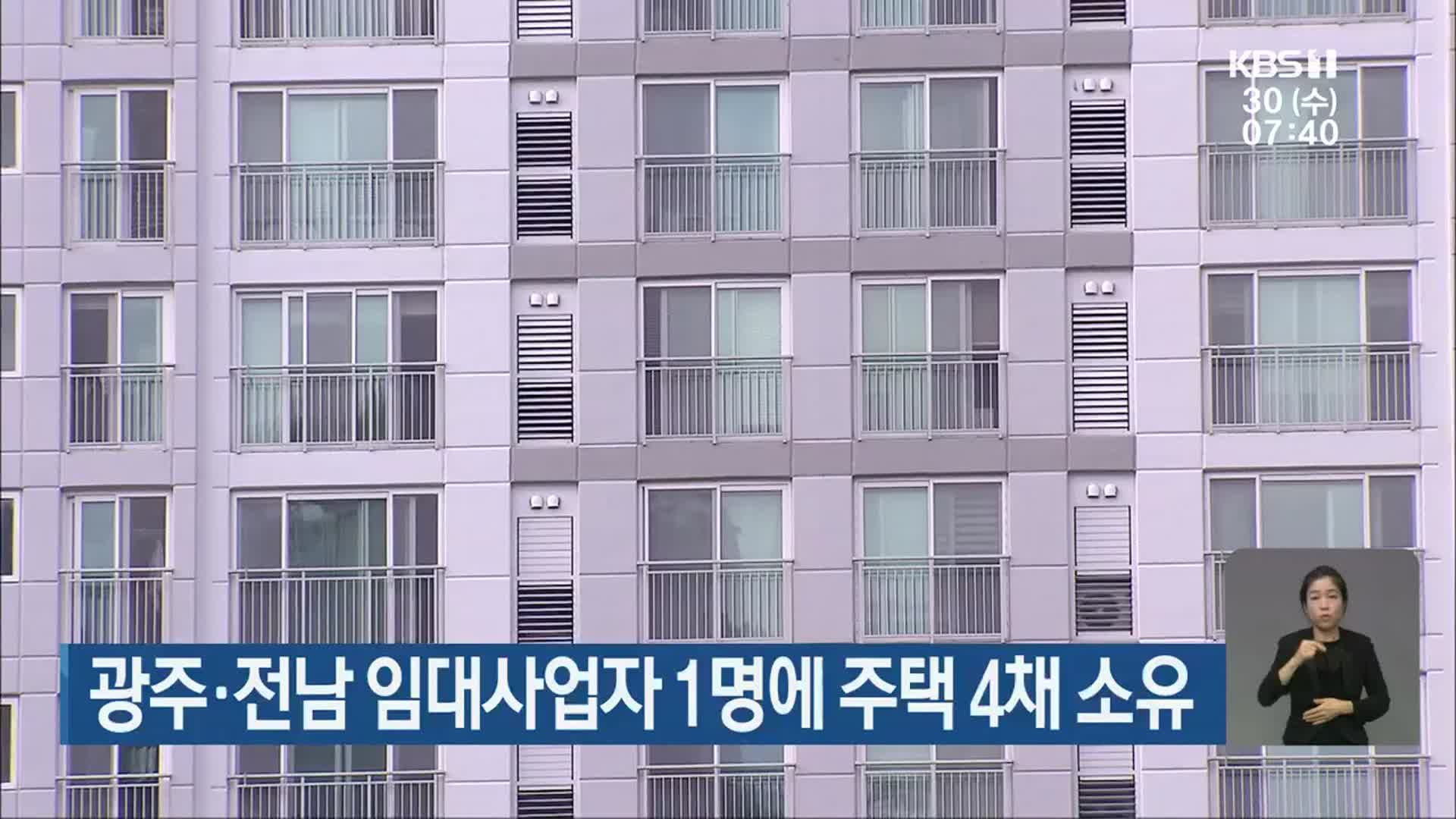 광주·전남 임대사업자 1명에 주택 4채 소유