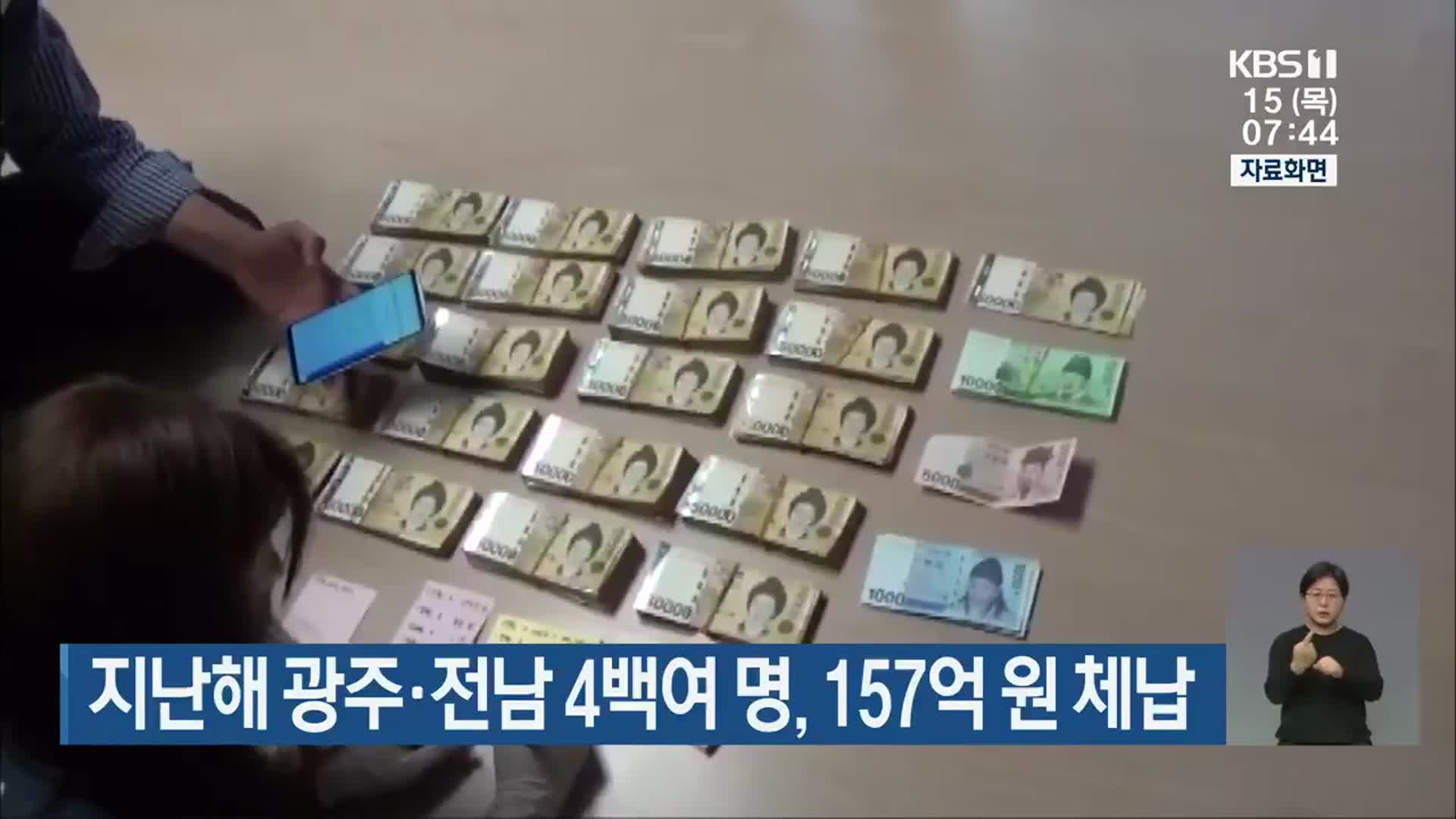 지난해 광주·전남 4백여 명, 157억 원 체납