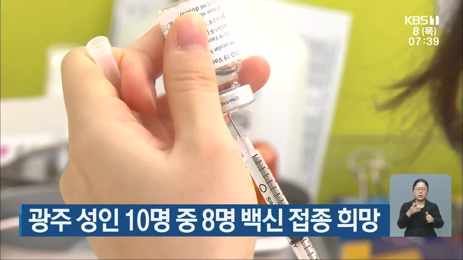 광주 성인 10명 중 8명 백신 접종 희망
