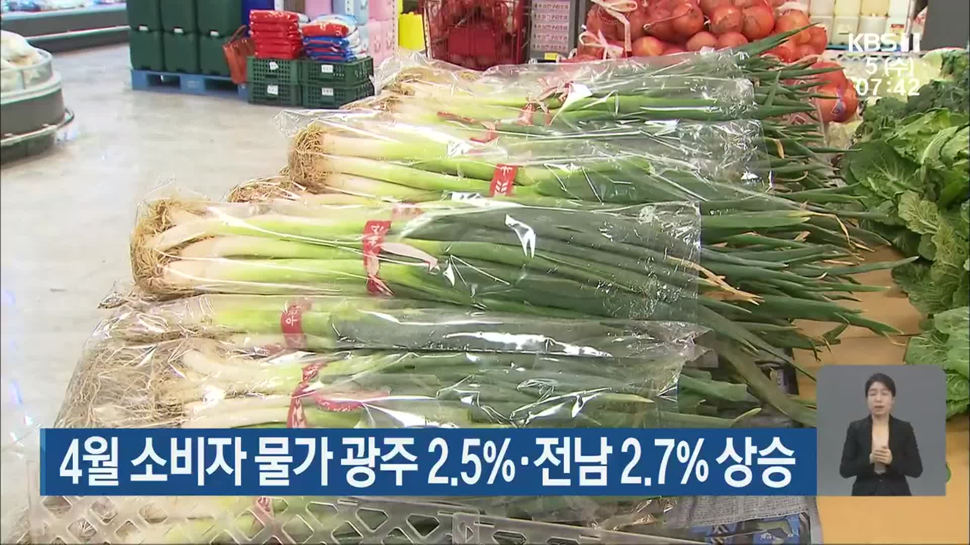 4월 소비자 물가 광주 2.5%·전남 2.7% 상승
