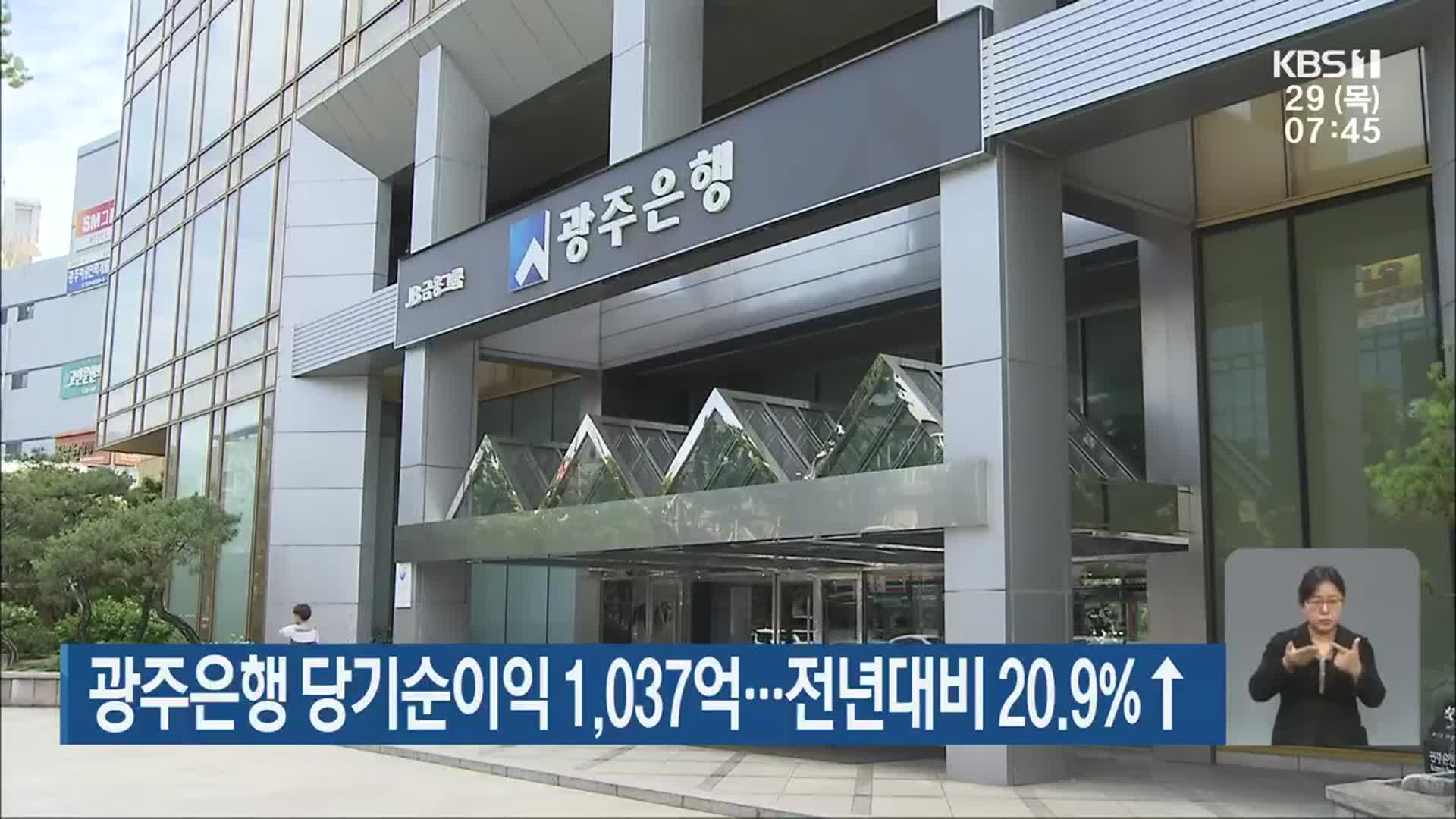 광주은행 당기순이익 1,037억…전년대비 20.9%↑