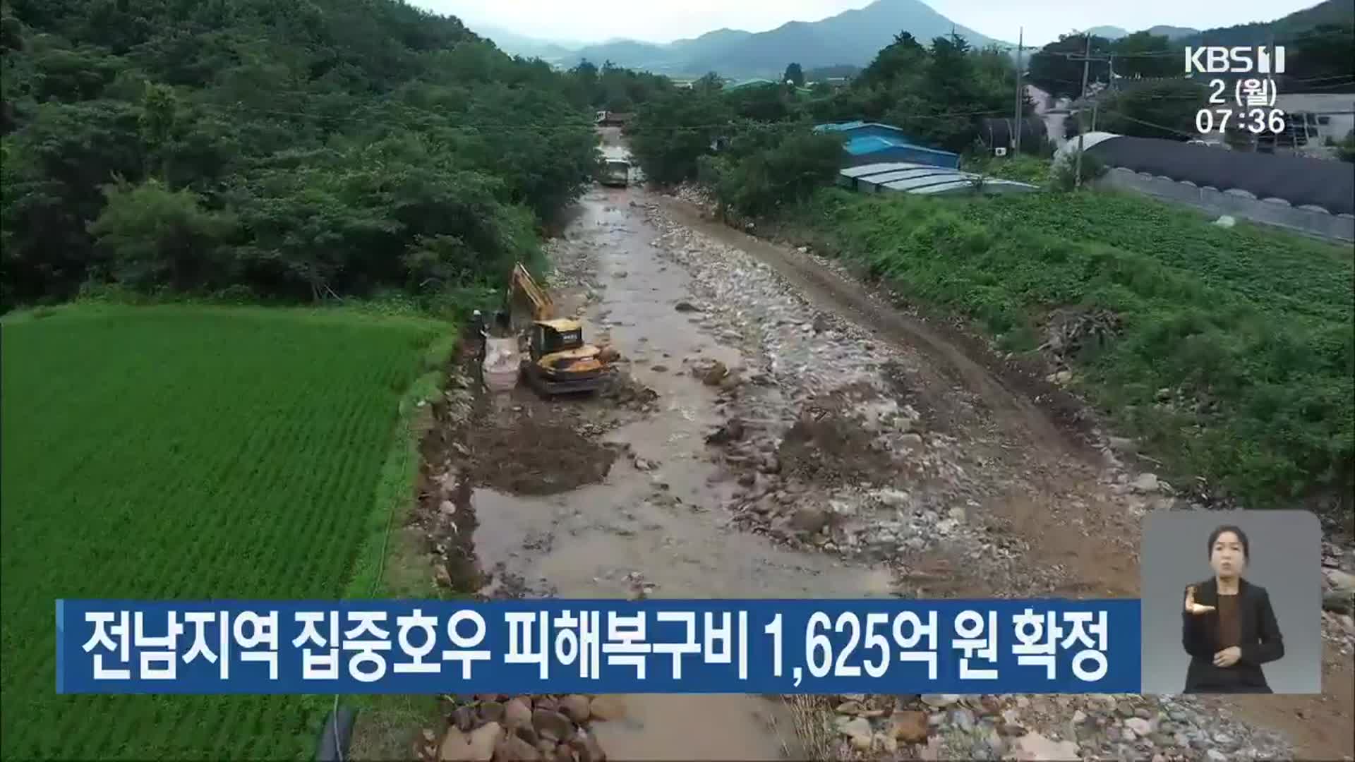 전남지역 집중호우 피해복구비 1,625억 원 확정