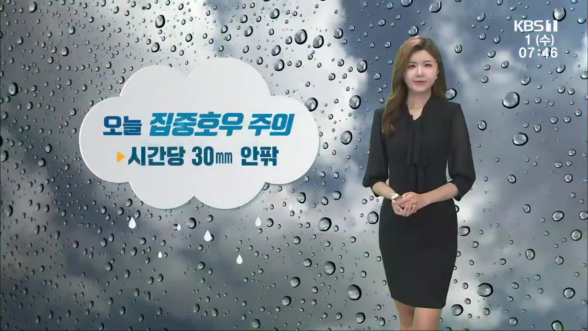 [날씨] 광주·전남 시간당 30㎜ 안팎 집중호우…해안 강풍 주의