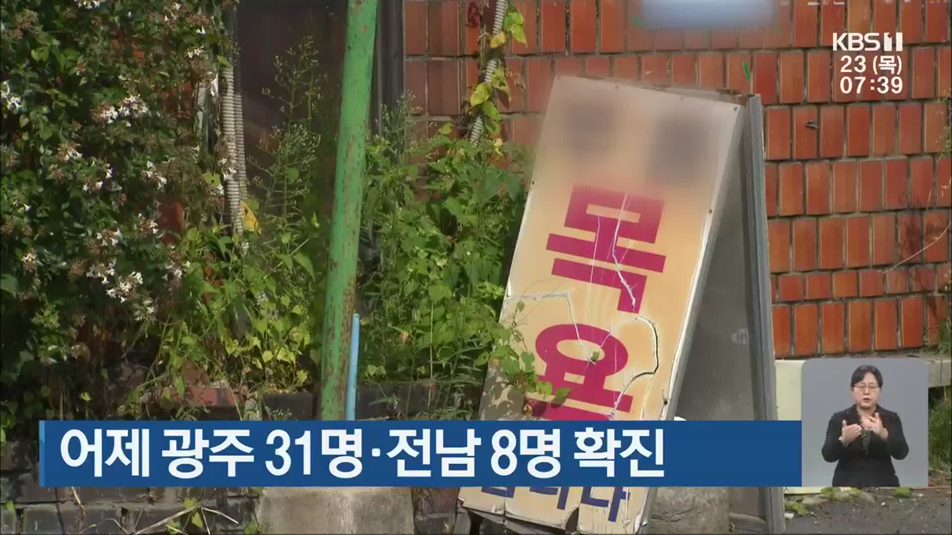 어제 광주 31명·전남 8명 확진