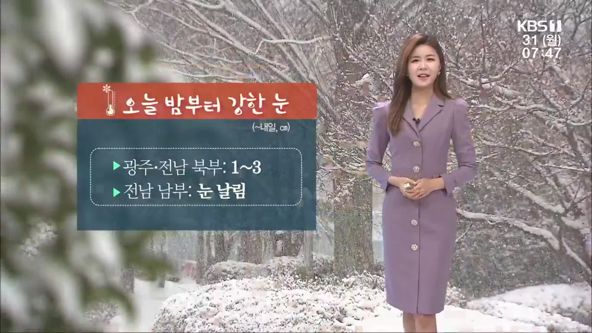 [날씨] 광주·전남 밤부터 강한 눈…내일 오후부터 찬바람
